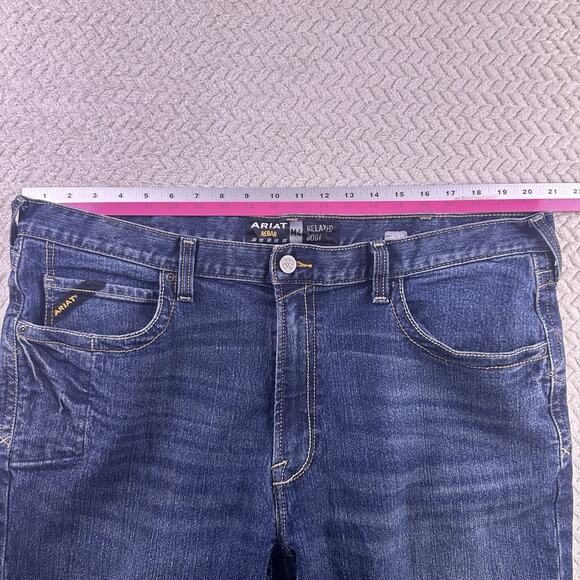 Ariat Rebar Jeans Mens 40x32 M4 Relaxed Boot Cut Blue Cotton Denim Pants Work - Picture 10 of 16